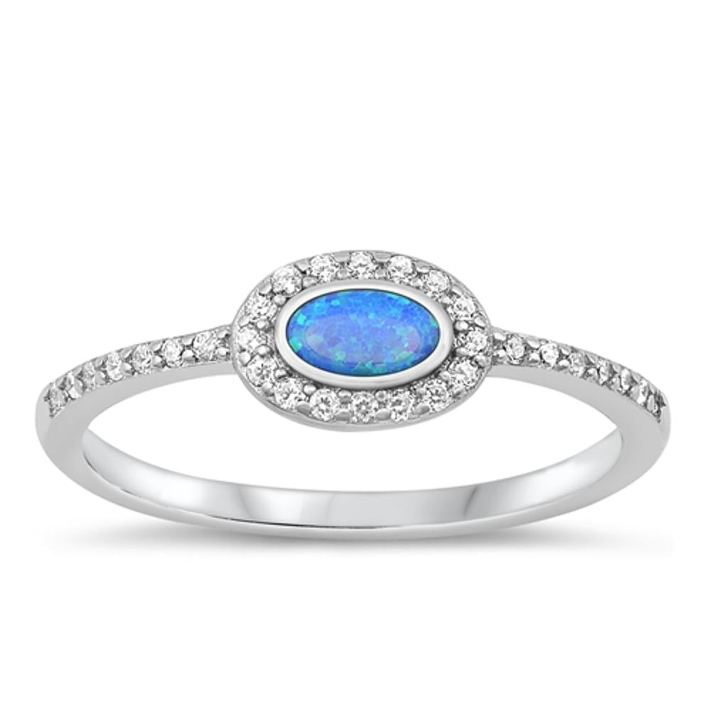 Sterling Silver Blue Lab Opal Ring