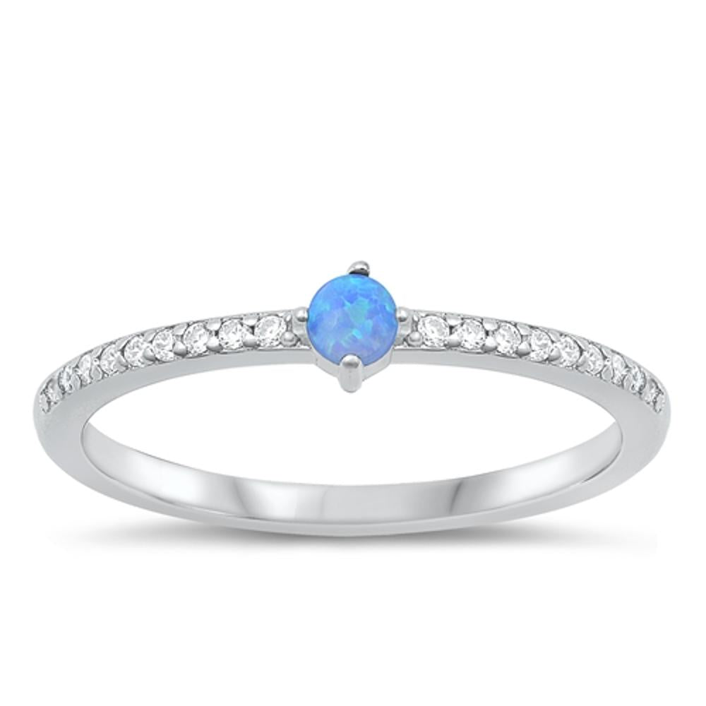 Sterling Silver Blue Lab Opal Ring