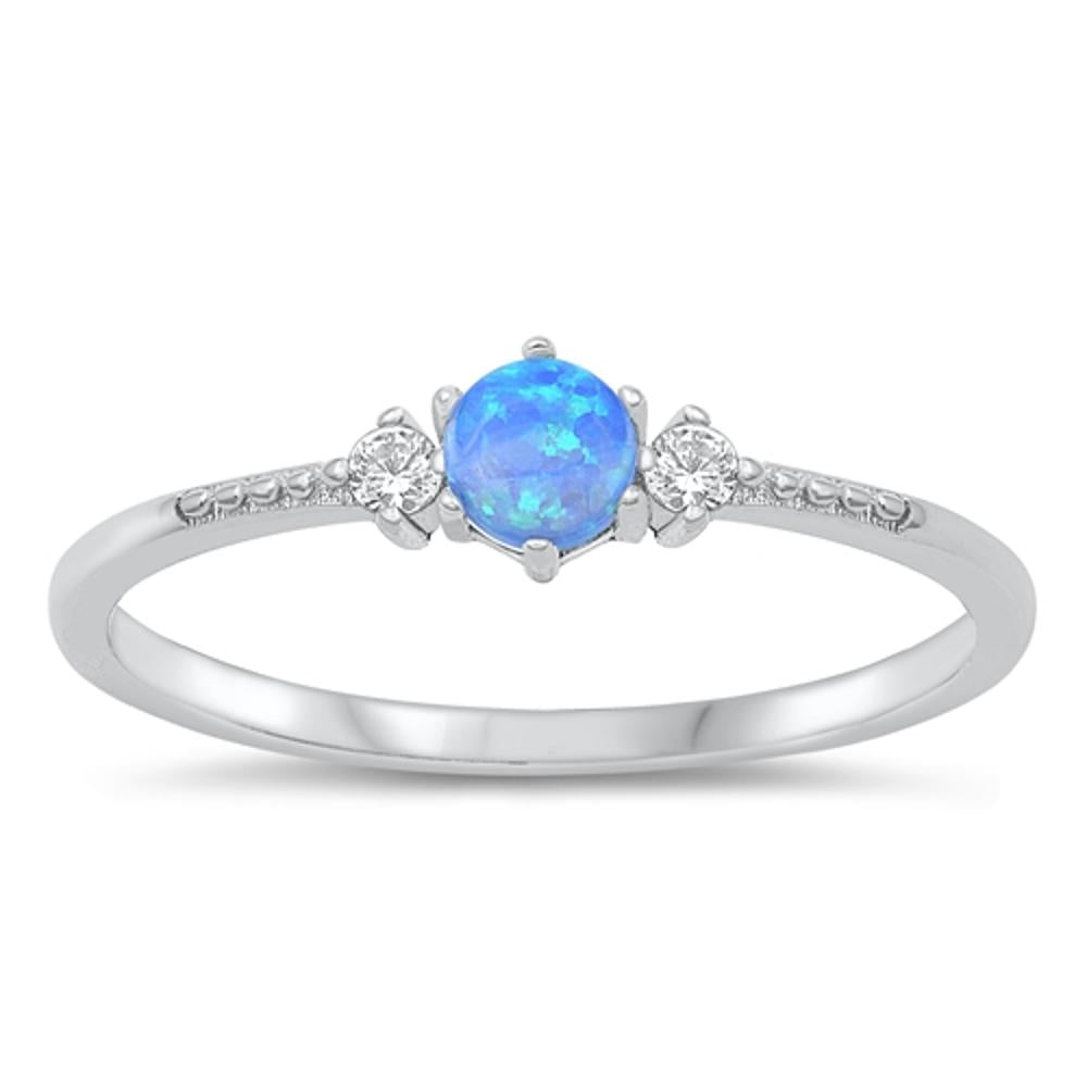 Sterling Silver Blue Lab Opal Ring