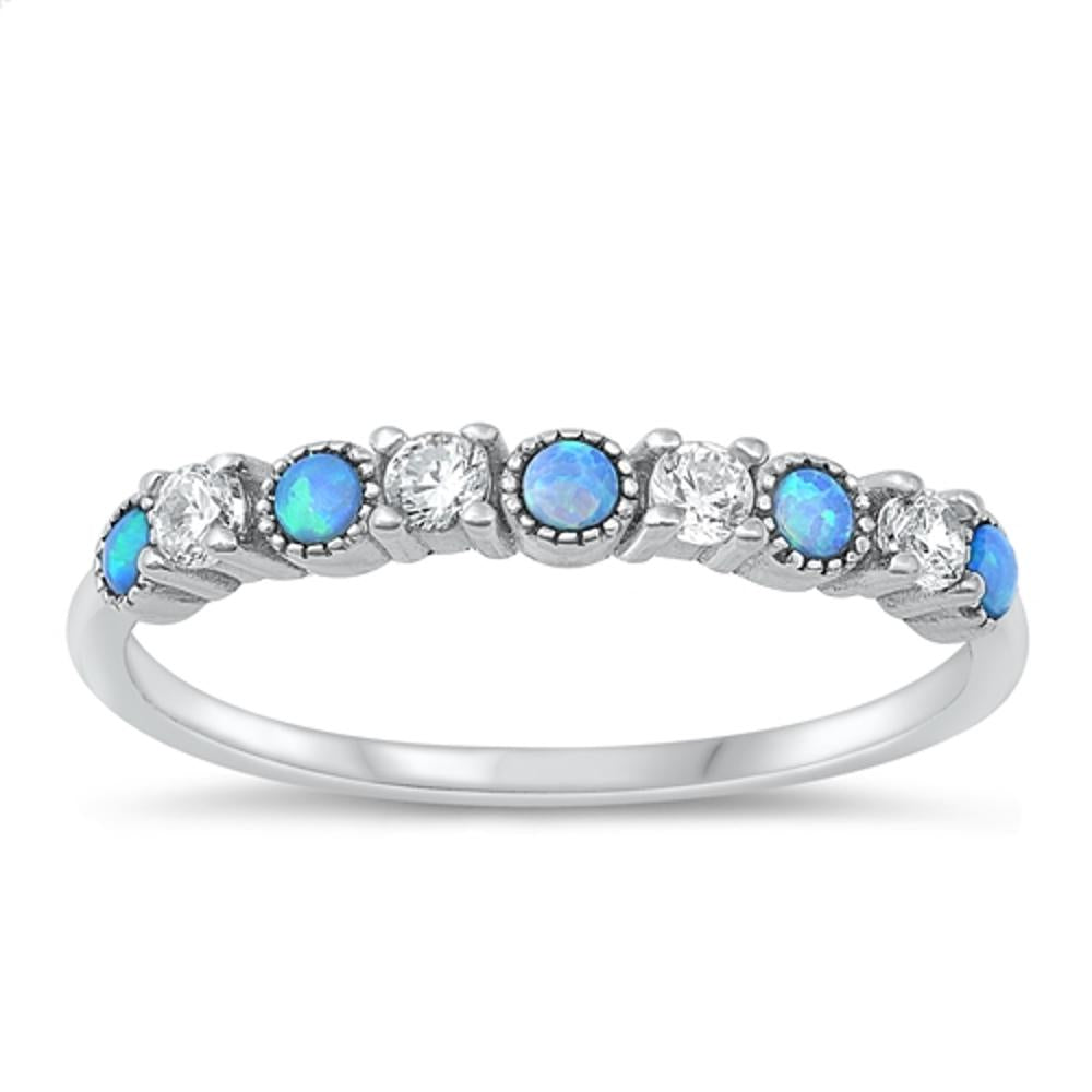 Sterling Silver Blue Lab Opal Ring