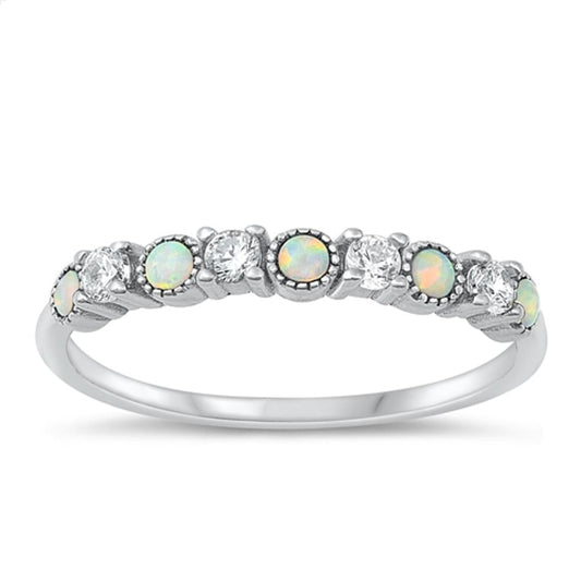 Sterling Silver White Lab Opal Ring