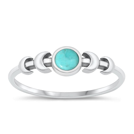 Sterling Silver Turquoise Moon Ring