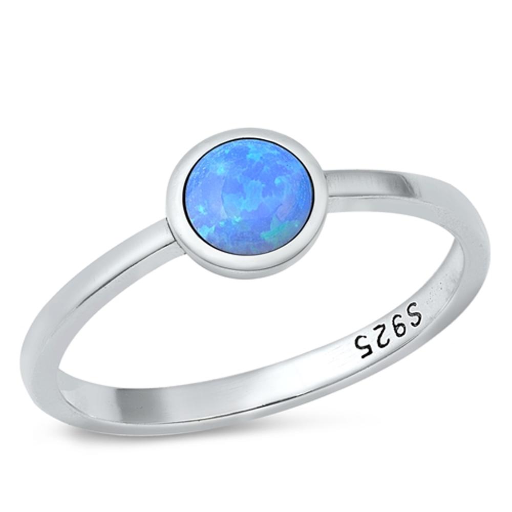 Sterling Silver Blue Lab Opal Ring