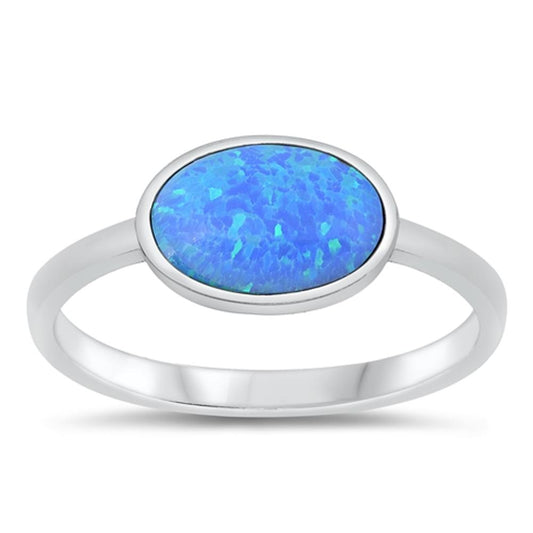 Sterling Silver Blue Lab Opal Ring