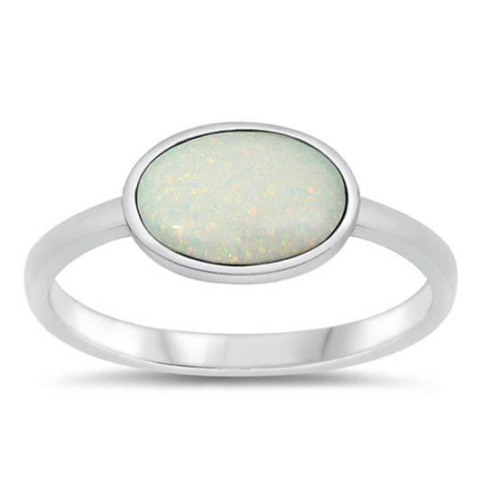 Sterling Silver White Lab Opal Ring