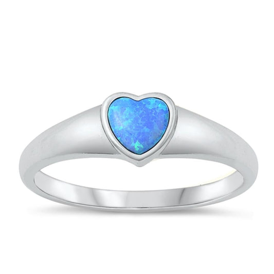 Sterling Silver Blue Lab Opal Heart Ring