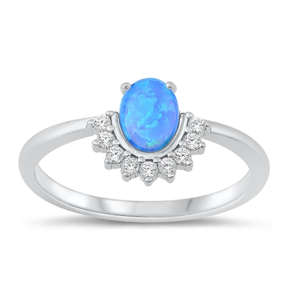 Sterling Silver Blue Lab Opal Ring