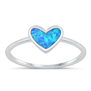 Sterling Silver Blue Lab Opal Heart Ring