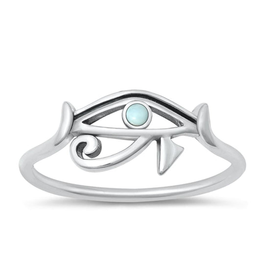 Sterling Silver Larimar Eye of Horus Ring