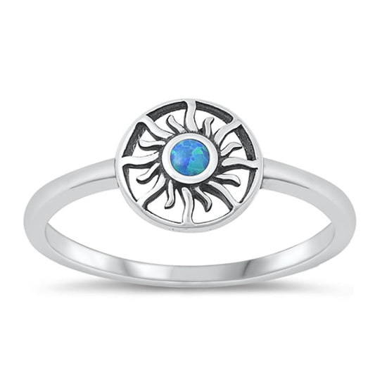 Sterling Silver Blue Lab Opal Sun Ring