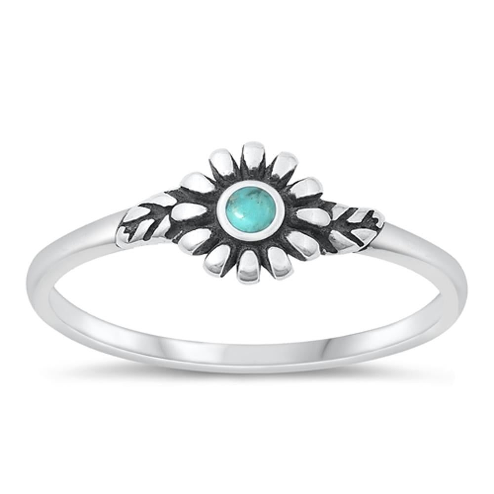 Sterling Silver Turquoise Daisy Ring