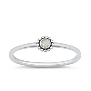 Sterling Silver Moonstone Bali Flower Ring