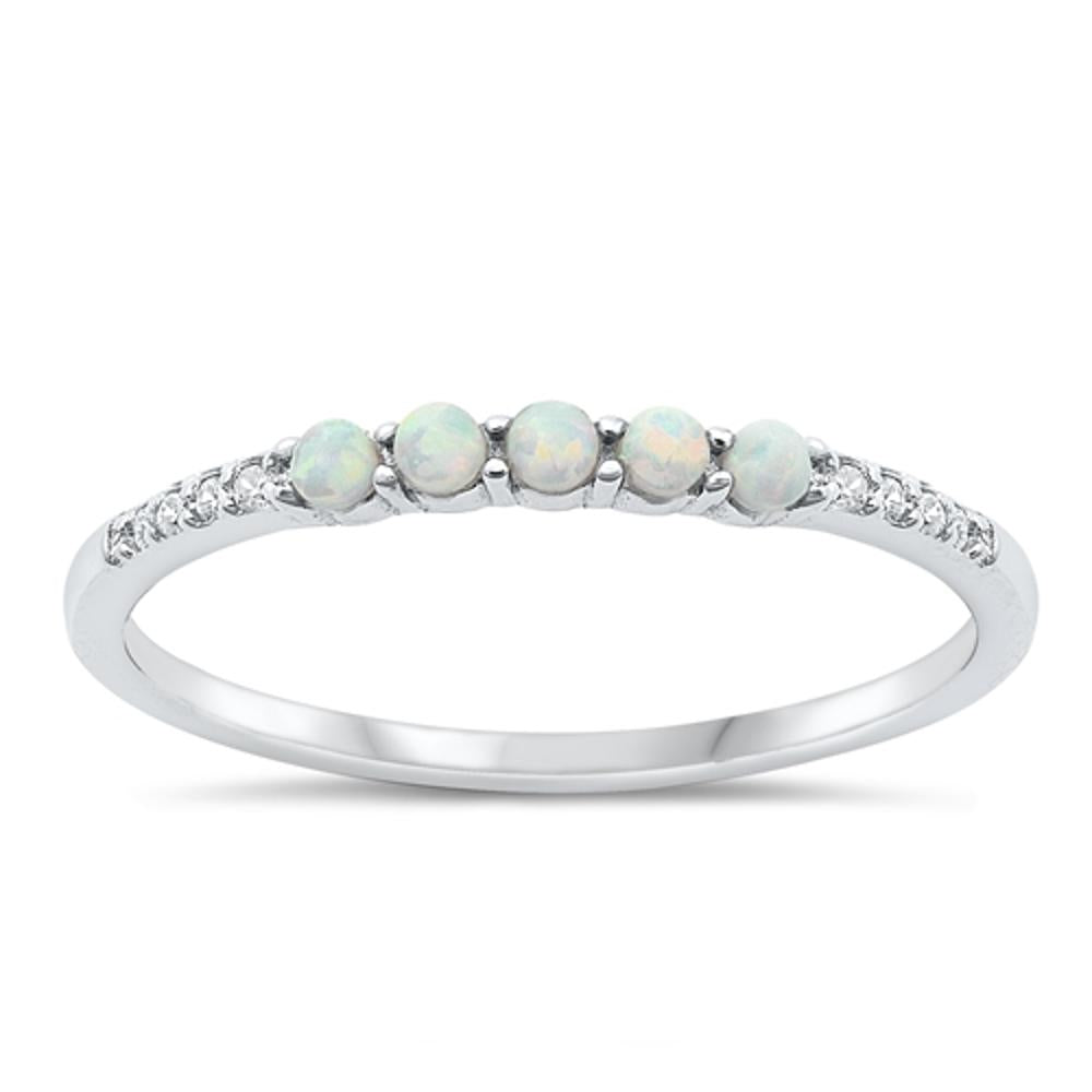 Sterling Silver White Lab Opal Ring