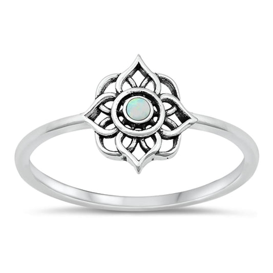 Sterling Silver White Lab Opal Ring