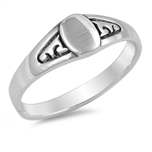 Oval High Polish Statement Accent Ring New .925 Sterling Silver Band Sizes 5-9