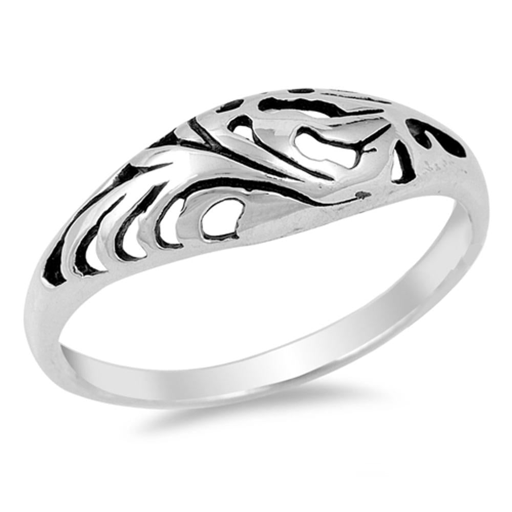 Polished Leaf Flower Cutout Unique Ring New 925 Sterling Silver Band Sizes 1-10