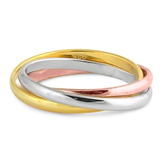 Thin Rose Gold-Tone Rolling Wedding Ring .925 Sterling Silver Band Sizes 5-10