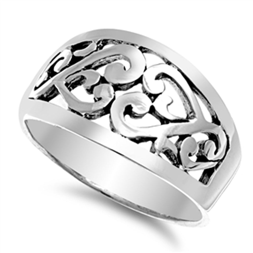 Filigree Oxidized Heart Celtic Knot Ring New 925 Sterling Silver Band Sizes 5-9