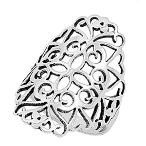 Oxidized Filigree Cutout Cross Wide Ring New 925 Sterling Silver Band Sizes 4-12