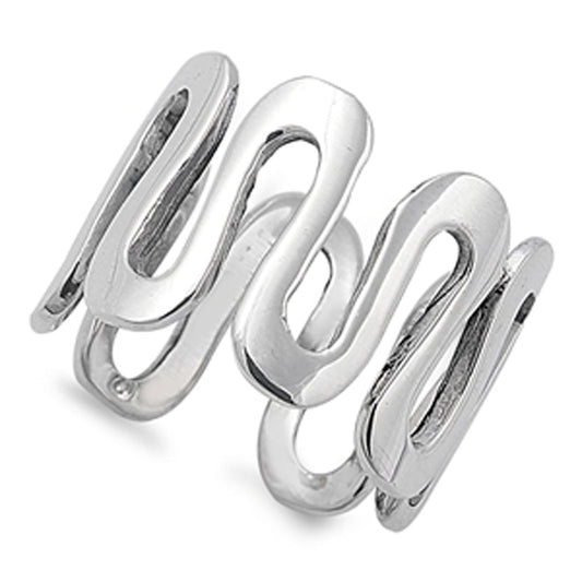 Wide Wave Eternity Swirl Zig Zag Ring New .925 Sterling Silver Band Sizes 4-14