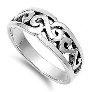 Oxidized Infinity Wave Filigree Ring New .925 Sterling Silver Band Sizes 5-10