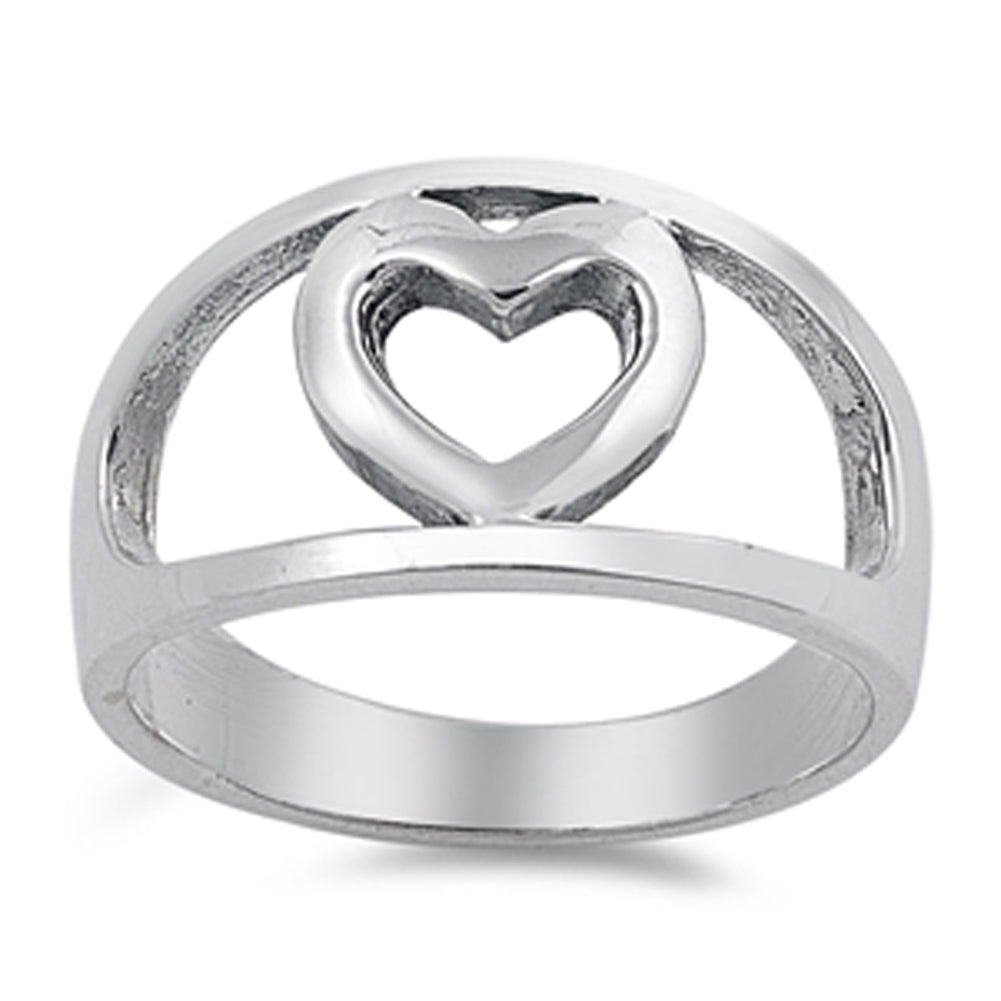 Heart Cutout Purity Promise Girlfriend Ring .925 Sterling Silver Band Sizes 6-10