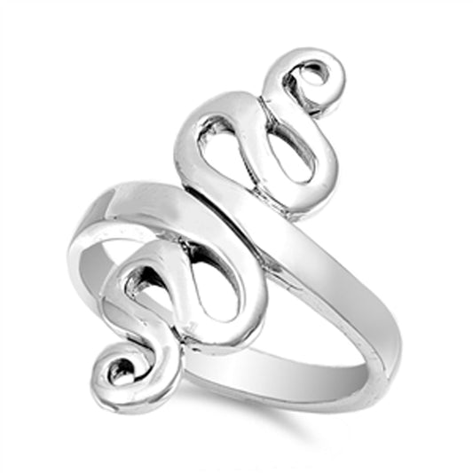 Oxidized Swirl Wide Snake Cute Ring New .925 Sterling Silver Band Sizes 6-10