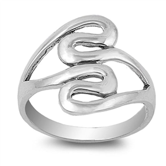 Endless Wave Swirl Infinity Loop Fashion Ring Sterling Silver Band Sizes 5-10