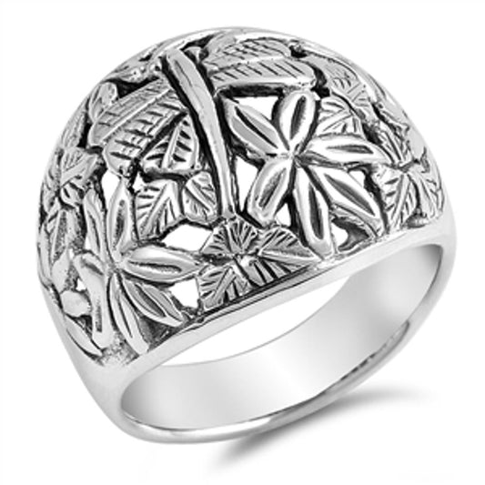 Sterling Silver Woman's Dragonfly Ring Polished Pure 925 Band 16mm Sizes 5-11