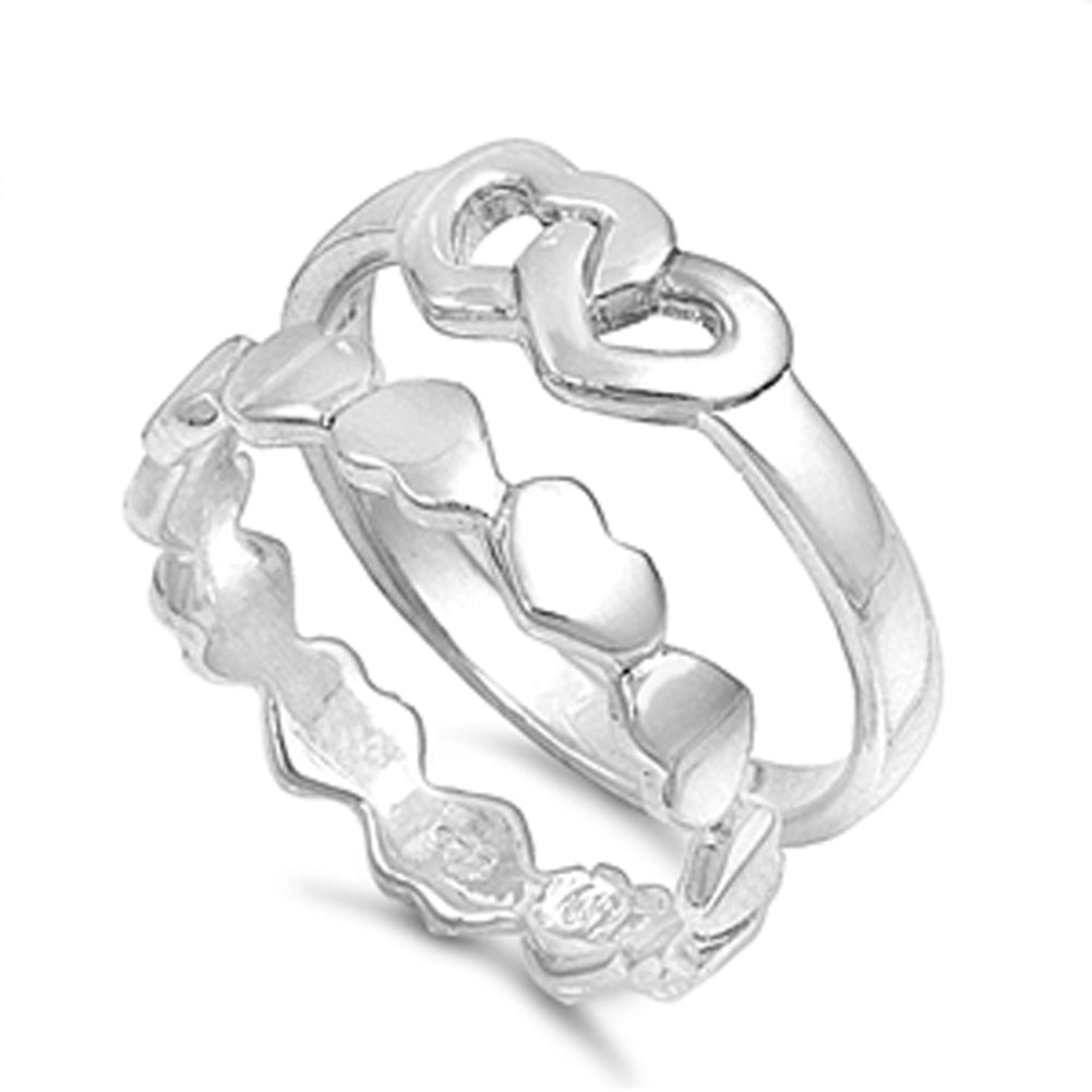 Stackable Heart Knot Purity Ring Set New .925 Sterling Silver Band Sizes 4-12