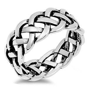 Oxidized Endless Eternity Weave Wedding Ring 925 Sterling Silver Band Sizes 5-14