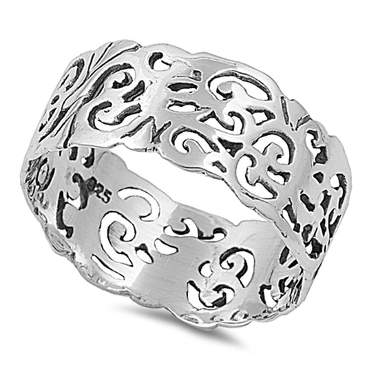 Eternity Cutout Filigree Swirl Ring New .925 Sterling Silver Band Sizes 5-11