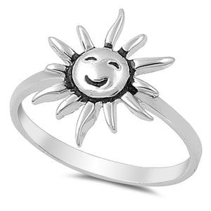 Smile Sun Happy Day Girlfriend Cute Ring New 925 Sterling Silver Band Sizes 4-10