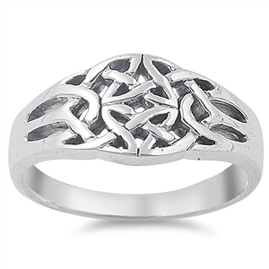 Oxidized Celtic Trinity Knot Endless Ring .925 Sterling Silver Band Sizes 5-10