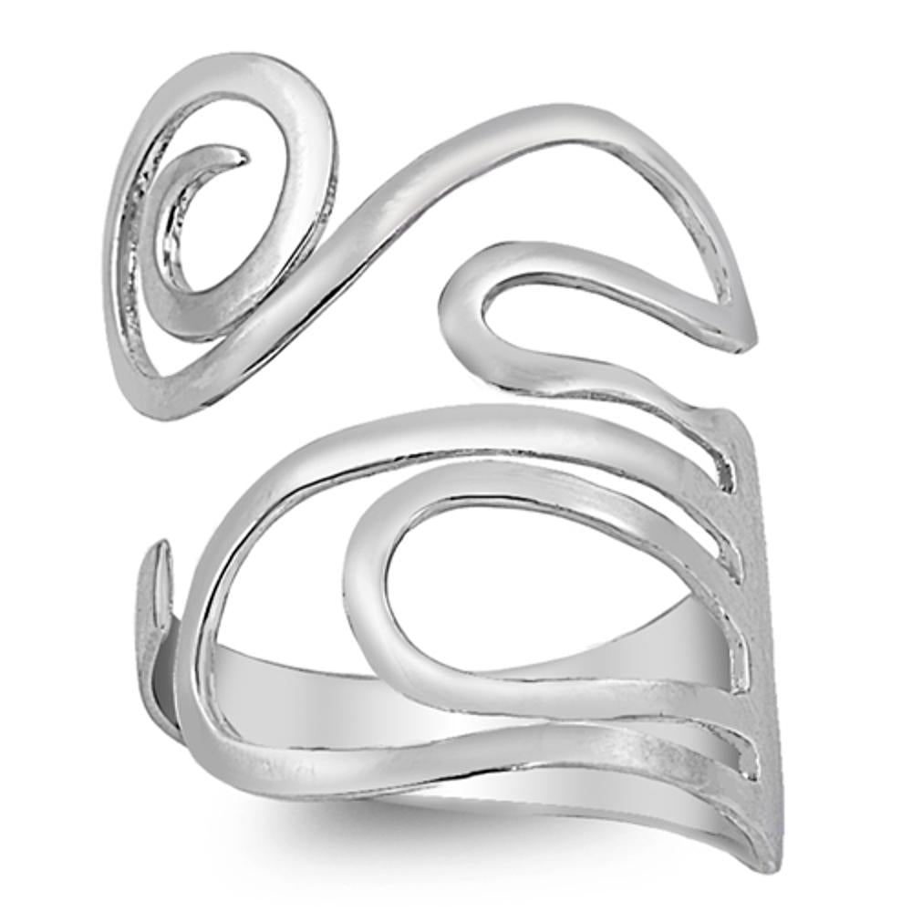 Flexible Adjustable Swirl Thumb Ring New .925 Sterling Silver Band Sizes 4-10