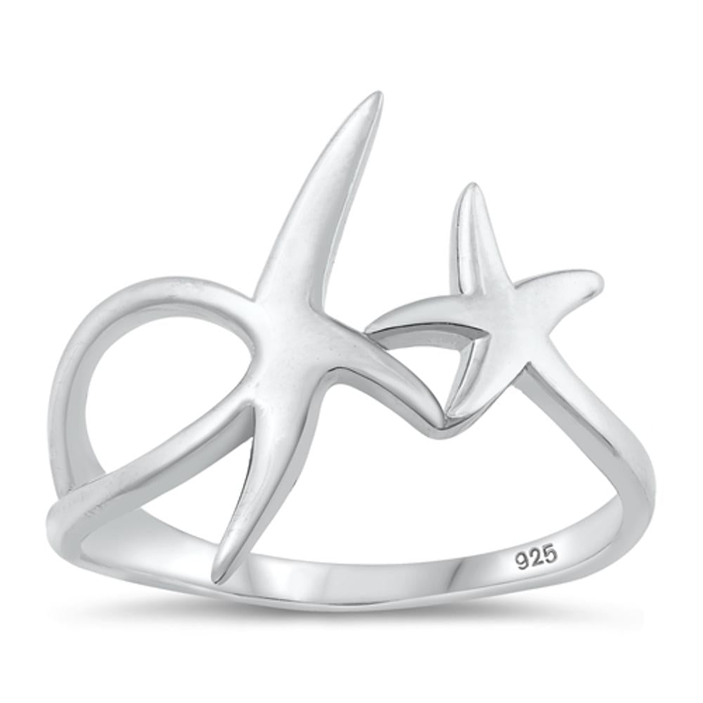 Starfish Animal Pointy Wide Ring New .925 Sterling Silver Band Sizes 5-12