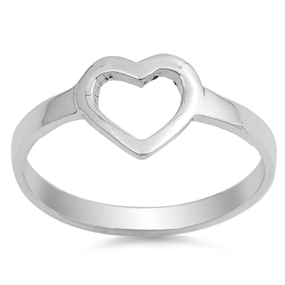 Simple Cutout Heart Purity Promise Ring New .925 Sterling Silver Band Sizes 3-9