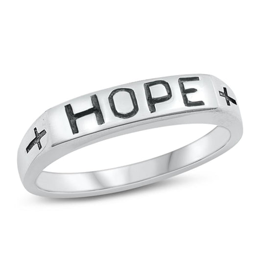 Hope Stackable Etched Cross Christ Ring New .925 Sterling Silver Band Sizes 4-9