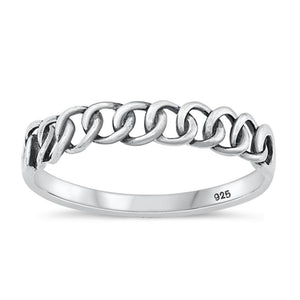 Sterling Silver Woman's Shiny Simple Curb Ring Fashion 925 Band 3mm Sizes 3-9