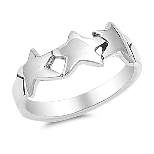 Sterling Silver Baby Triple Shooting Star Ring Plain 2mm Band 925 New Sizes 1-9