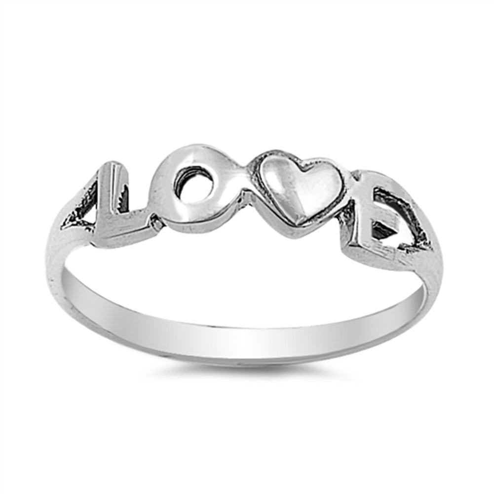 Love Script Heart Purity Promise Ring New .925 Sterling Silver Band Sizes 2-10