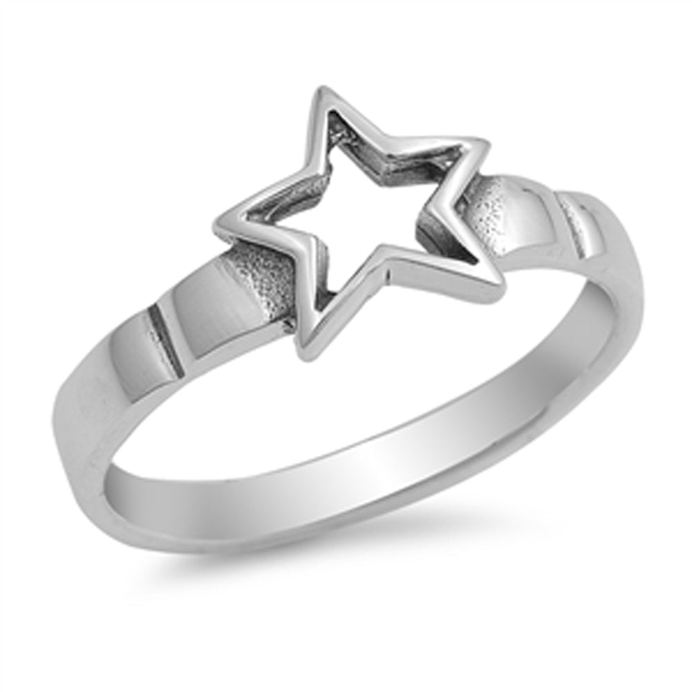 Cutout Star Friendship Wholesale Ring New .925 Sterling Silver Band Sizes 5-9