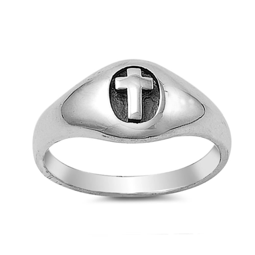 Sterling Silver Woman's Cross Ring Classic 925 Band 9mm Sizes 3-10