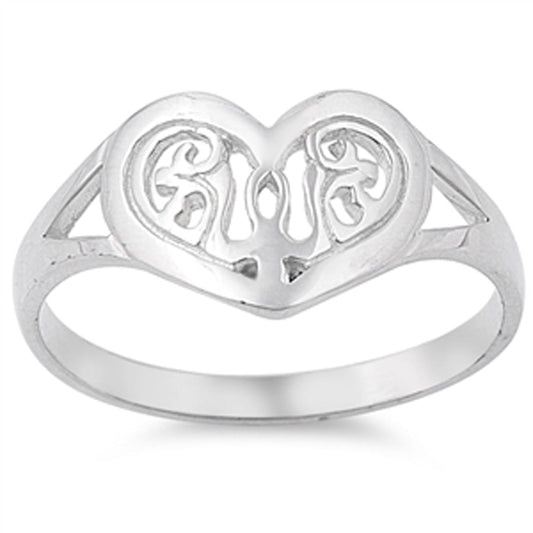 Filigree Heart Ankh Floral Purity Ring New .925 Sterling Silver Band Sizes 5-9