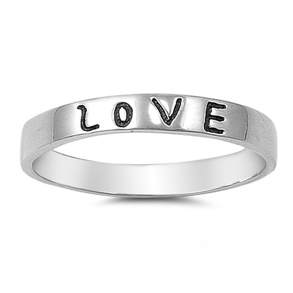 Love Word Script Stackable Purity Ring New .925 Sterling Silver Band Sizes 4-9