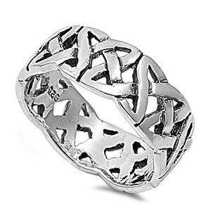 Celtic Knot Antiqued Eternity Wedding Ring .925 Sterling Silver Band Sizes 5-13