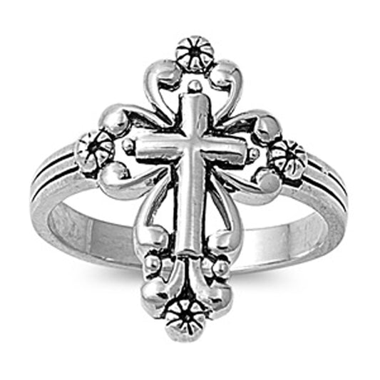 Sterling Silver Woman's Cross Ring Christ Promise 925 New Band 21mm Sizes 5-12