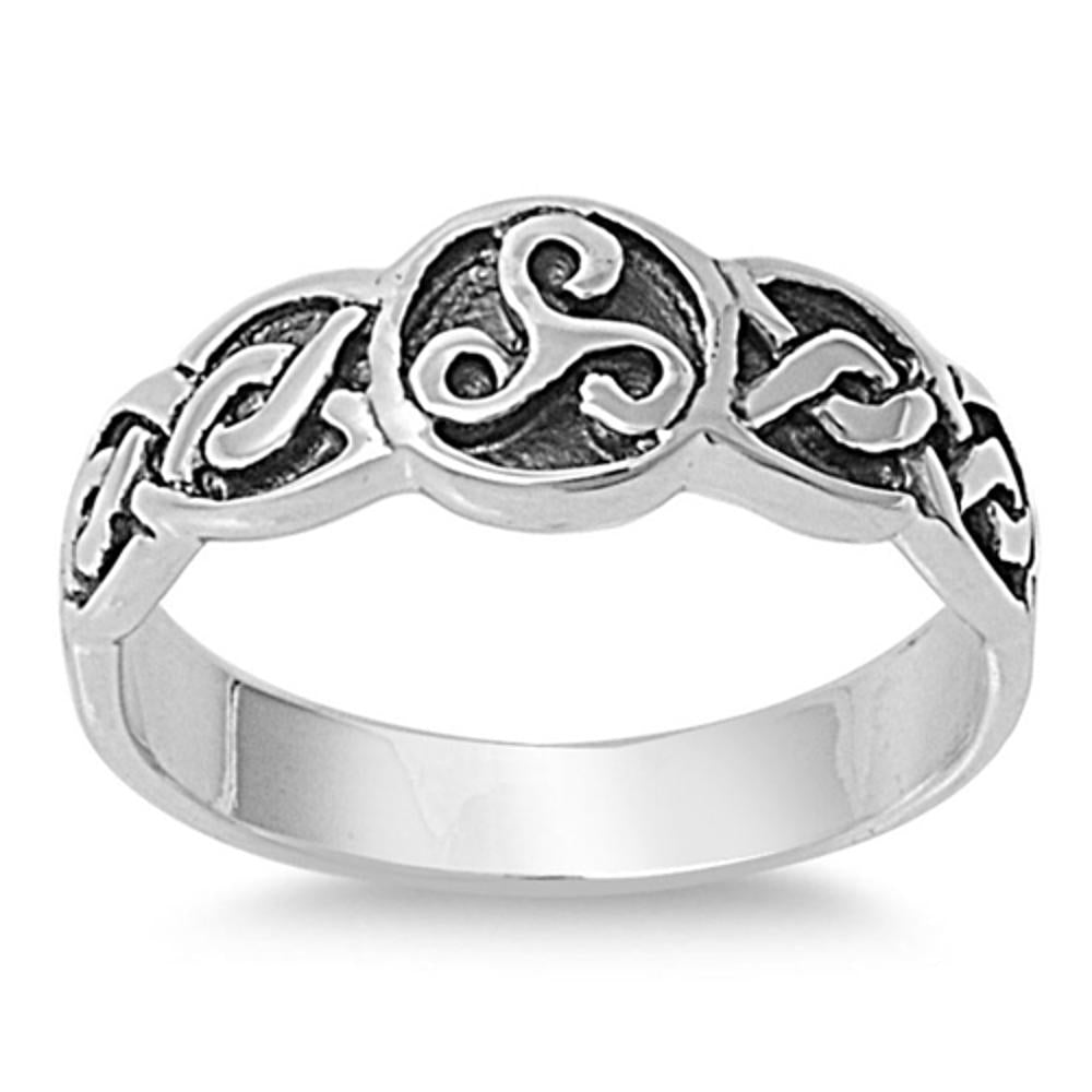 Oxidized Celtic Knot Spiral Fashion Ring New 925 Sterling Silver Band Sizes 4-11