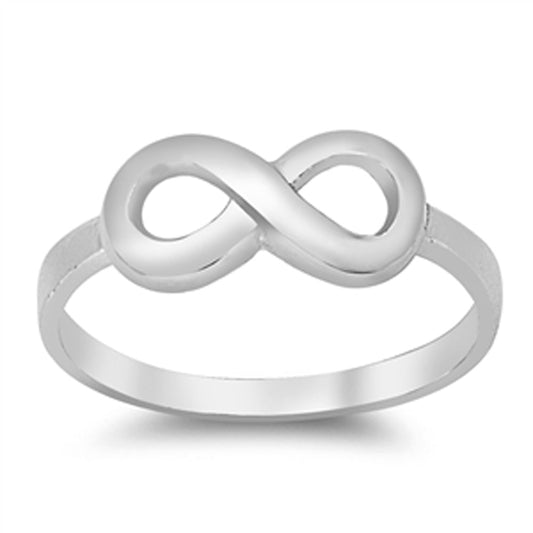 Simple Infinity Symbol Forever Endless Knot Ring Sterling Silver Band Sizes 4-12