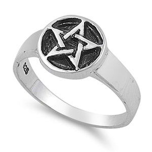 Oxidized Pentagram Star Ring New .925 Sterling Silver Band Sizes 5-10